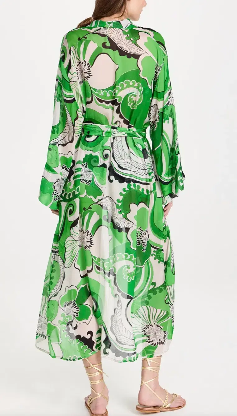 Cin Cin Oracle Sheer Robe Dress Fern Size 10/M - Image 3