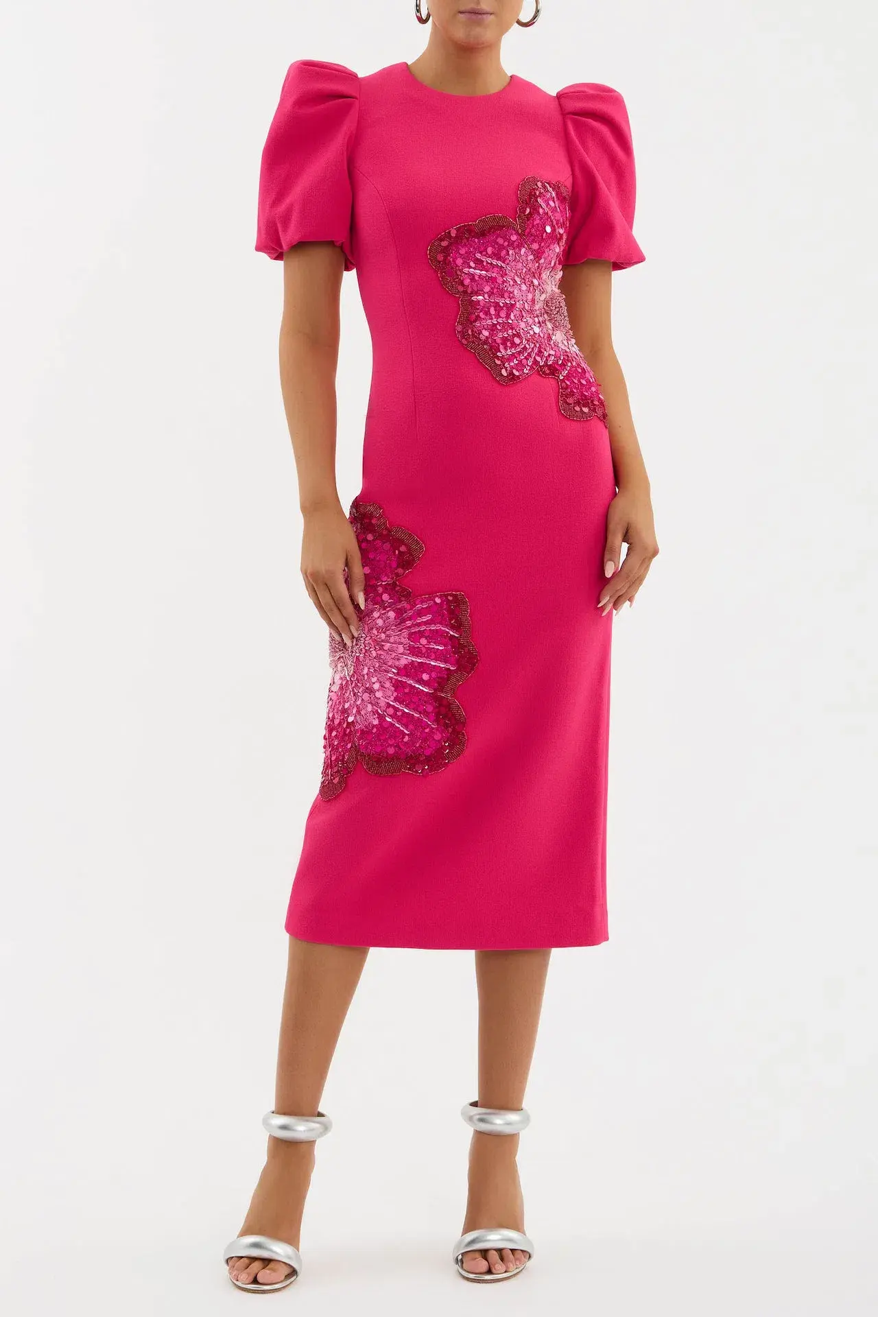 Rebecca Vallance Layana Midi Dress Raspberry Pink Size 14 - Image 2