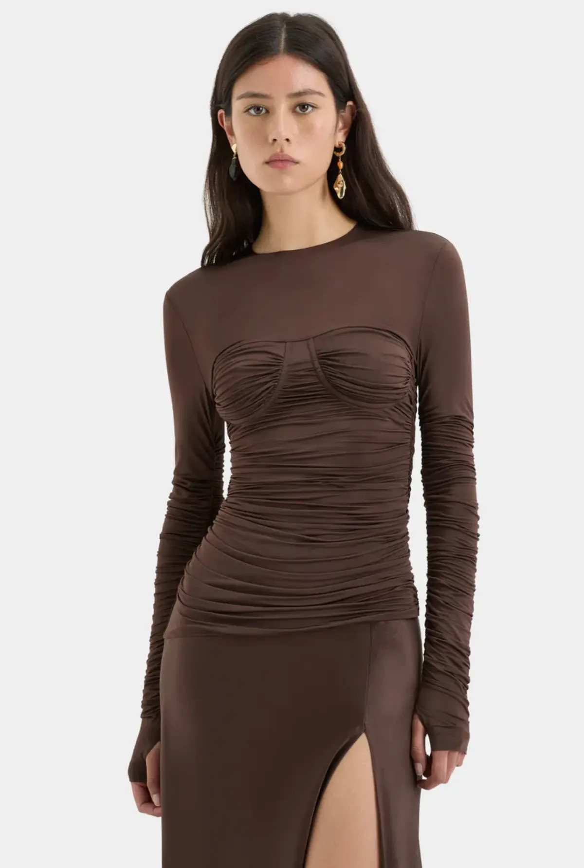 Sir the label Alessia Draped Gown chocolate size 8 - Image 2