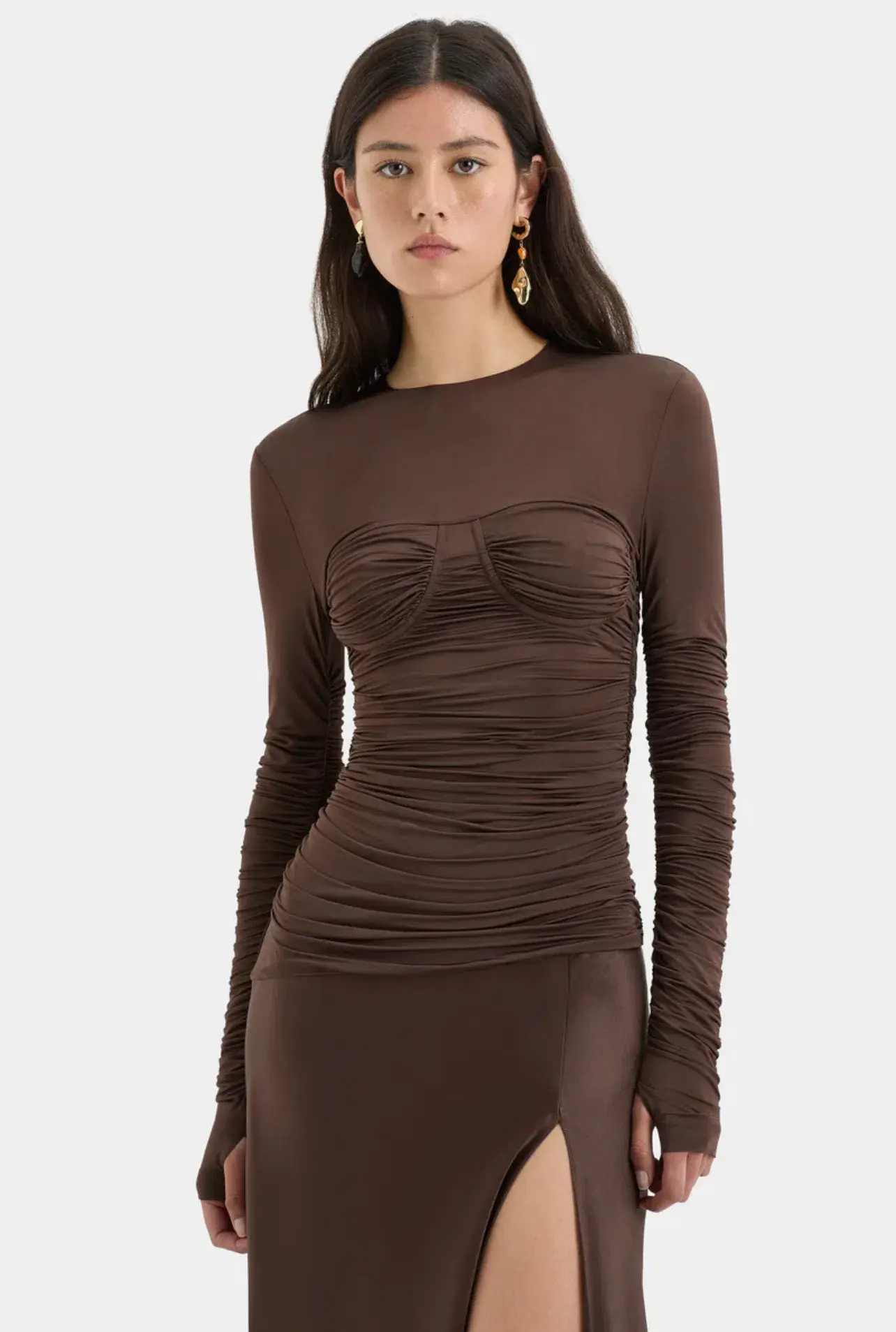 Sir the label Alessia Draped Gown chocolate size 8 - Image 2