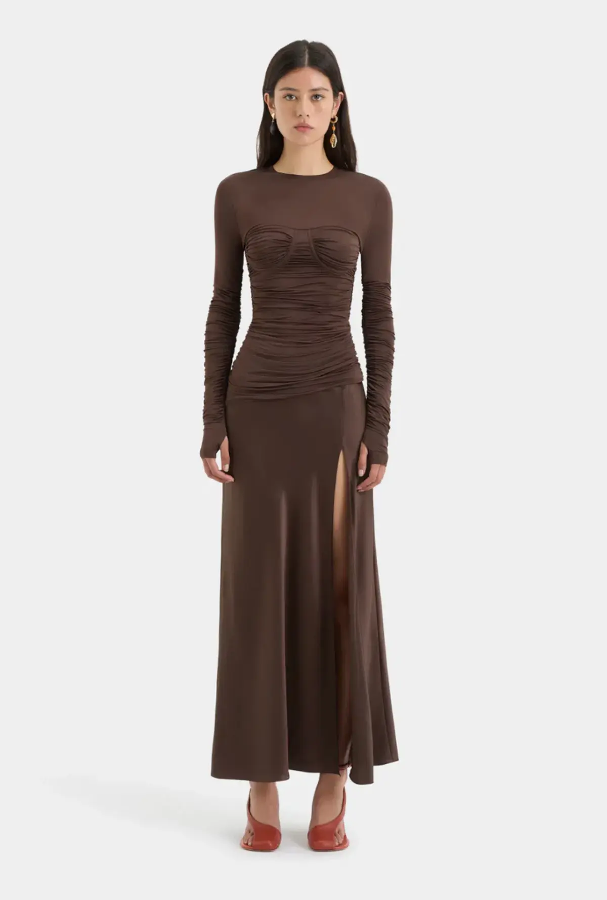 Sir the label Alessia Draped Gown chocolate size 8 - Image 1