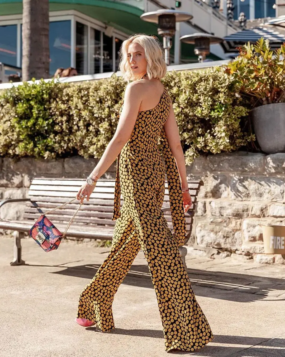 Cue Statement Polkadot Jumpsuit Black/Yellow Size 10 - Image 2