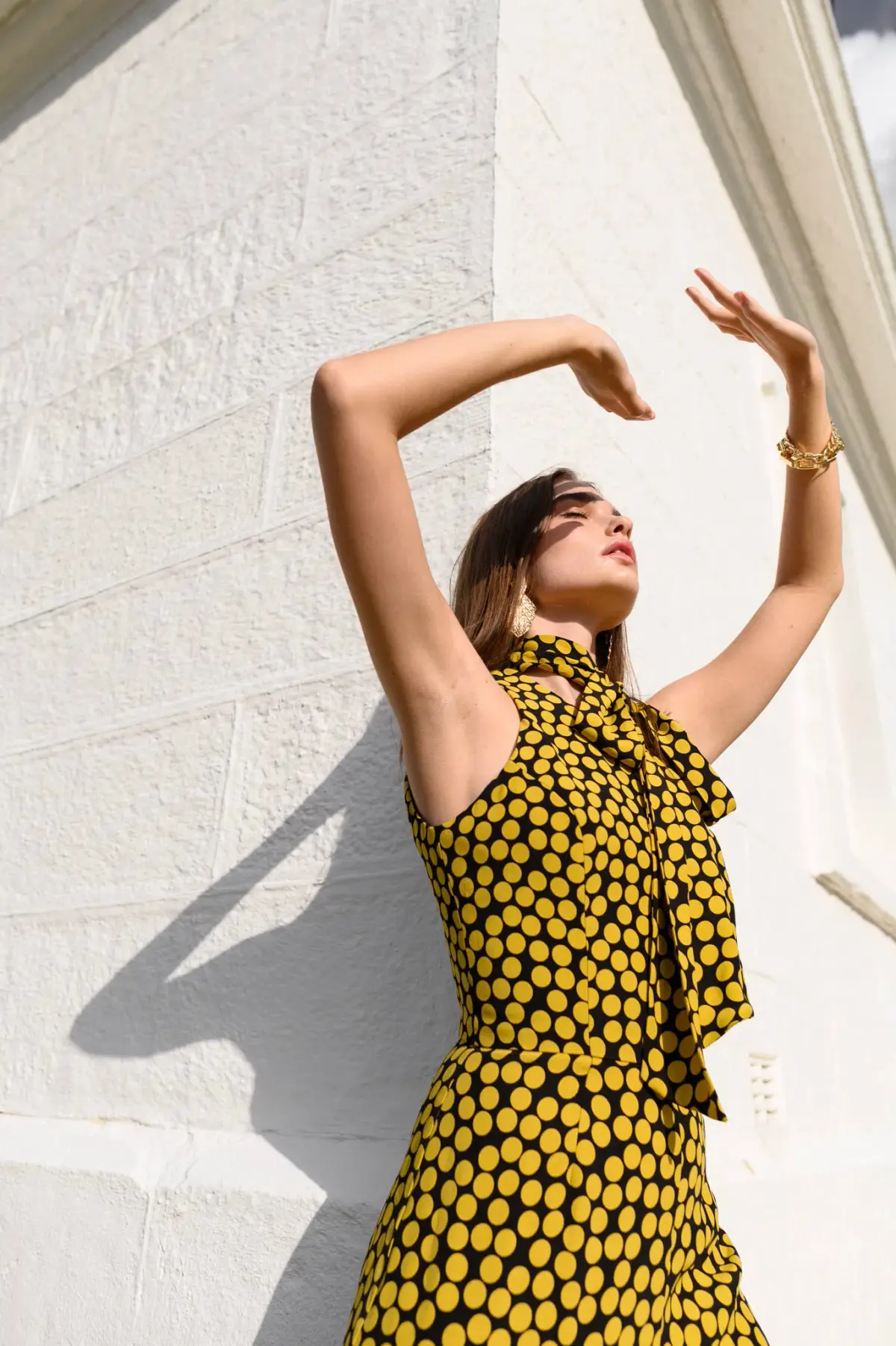 Cue Statement Polkadot Jumpsuit Black/Yellow Size 10 - Image 4