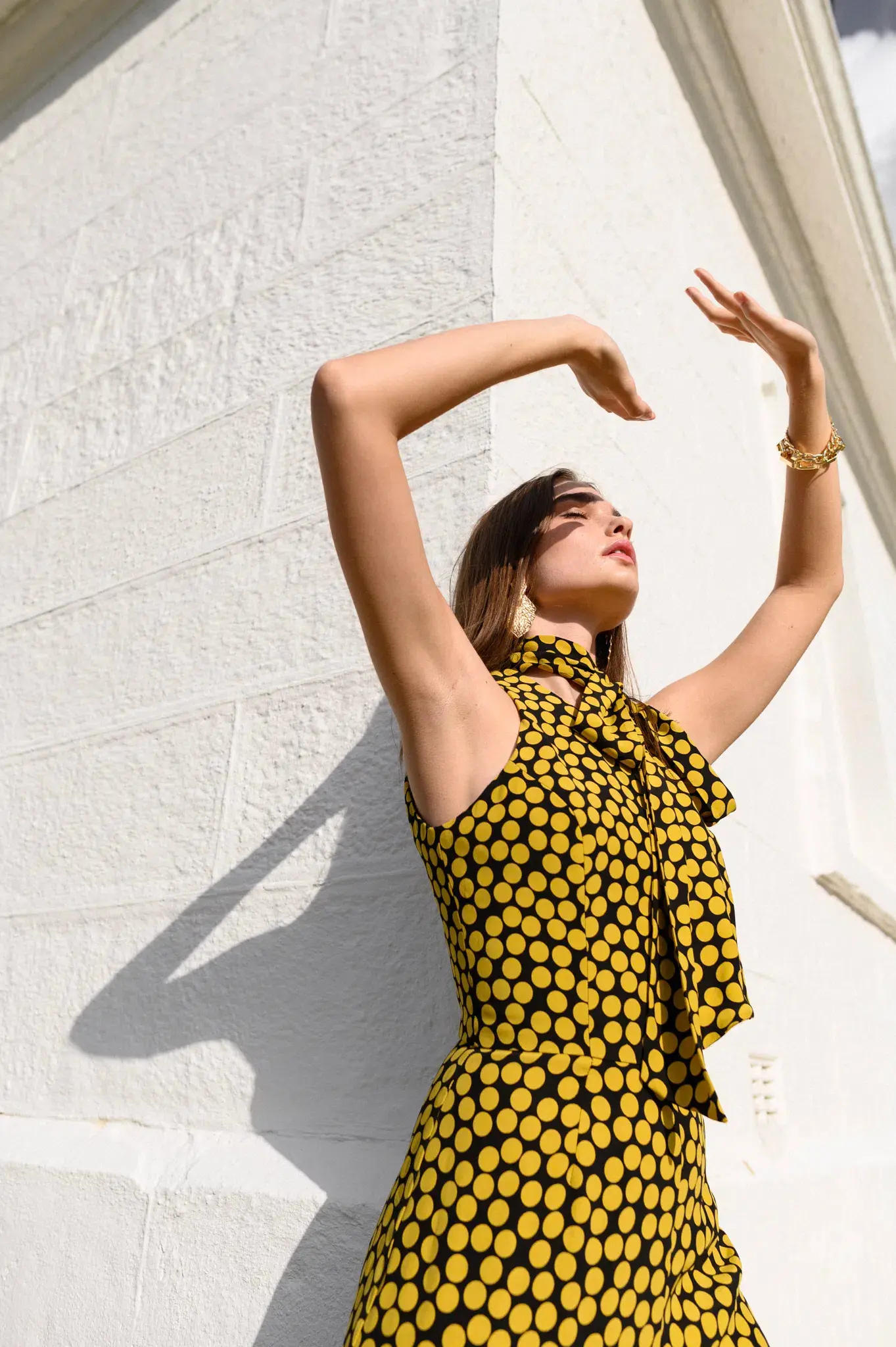 Cue Statement Polkadot Jumpsuit Black/Yellow Size 10 - Image 4