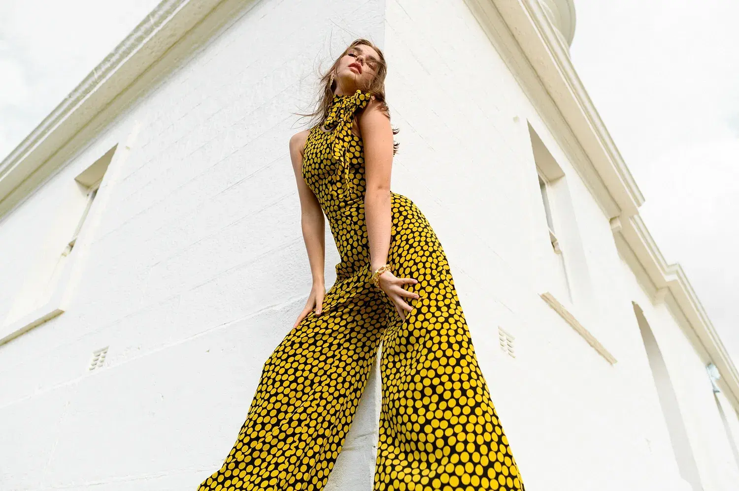Cue Statement Polkadot Jumpsuit Black/Yellow Size 10 - Image 3