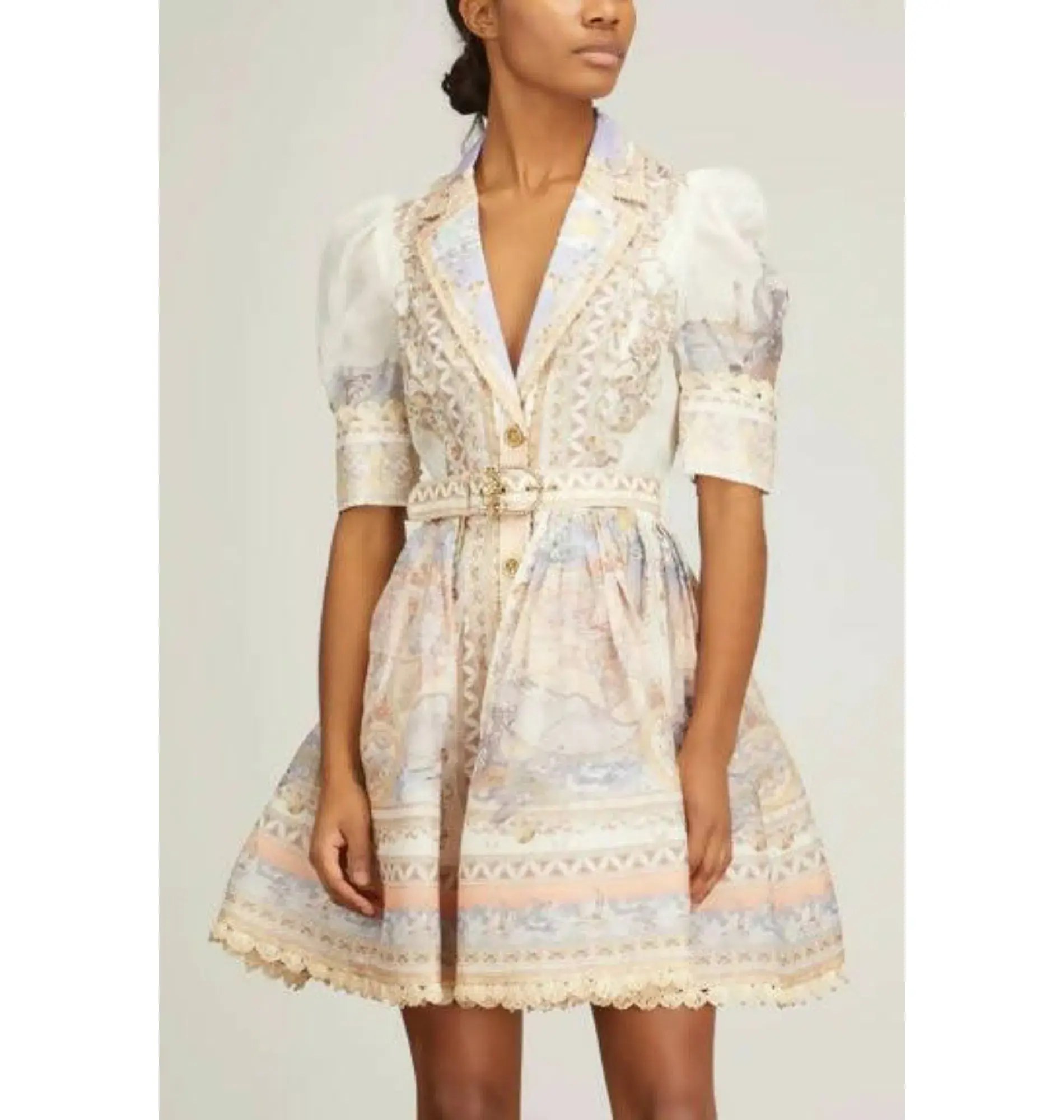 Zimmermann High Tide Mini Shirt Dress in Odyssey Print Size 3 / Au 14 - Image 2