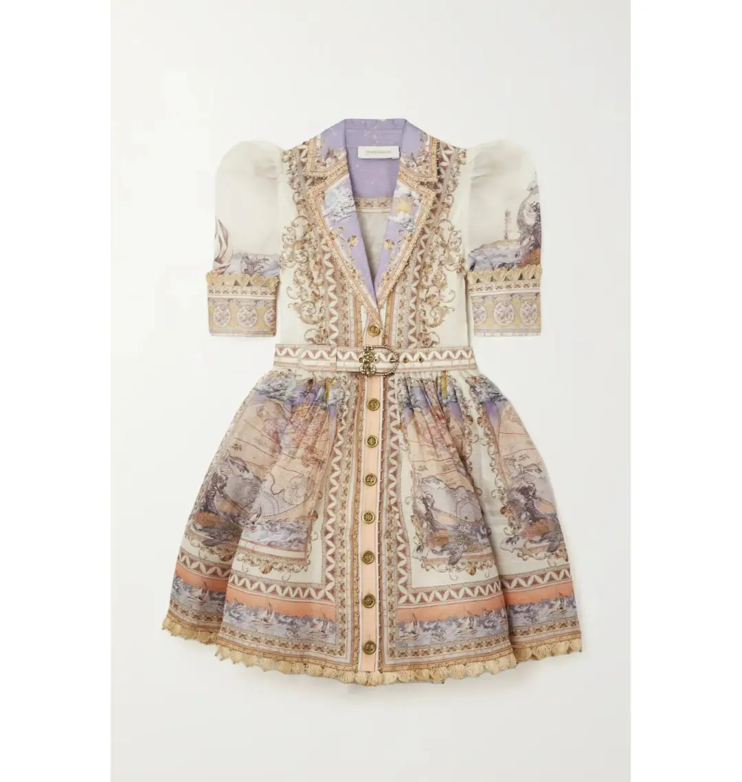 Zimmermann High Tide Mini Shirt Dress in Odyssey Print Size 3 / Au 14 for rent on The Volte - main image