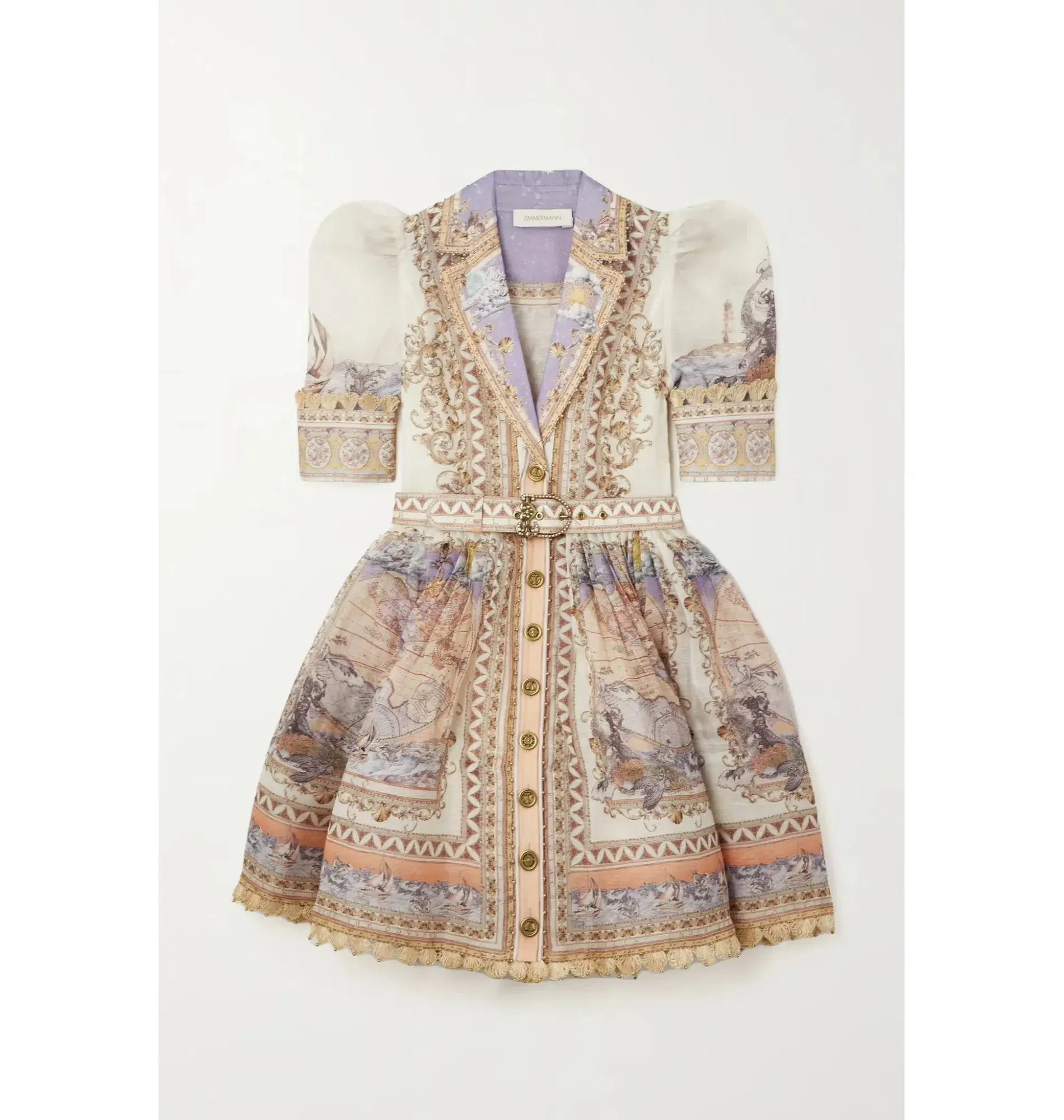 Zimmermann High Tide Mini Shirt Dress in Odyssey Print Size 3 / Au 14 - Image 4