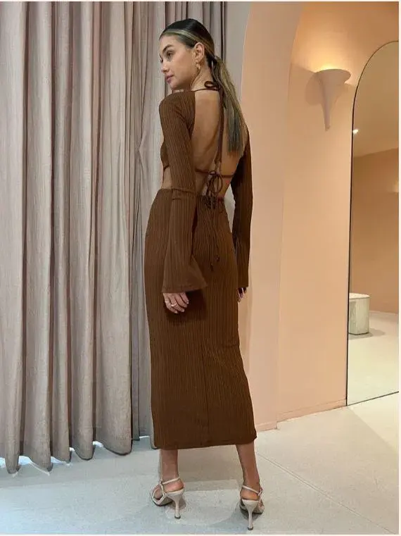 Rumer the Label Oasis LS Midi in Chocolate Size S / AU 8 - Image 2