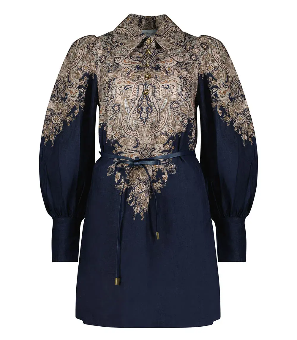 Zimmermann Natura Tunic Dress in Navy Paisley Size 3 / AU 14 - Image 3