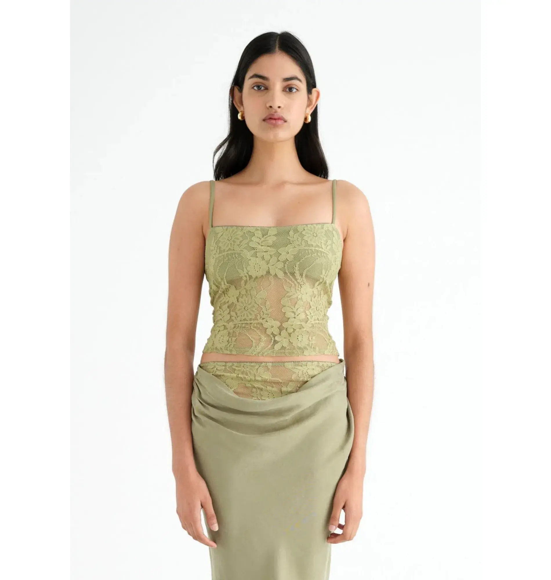 Benni Miko Cami Top and Skirt Set Pear Green Size AU 8  - Image 2