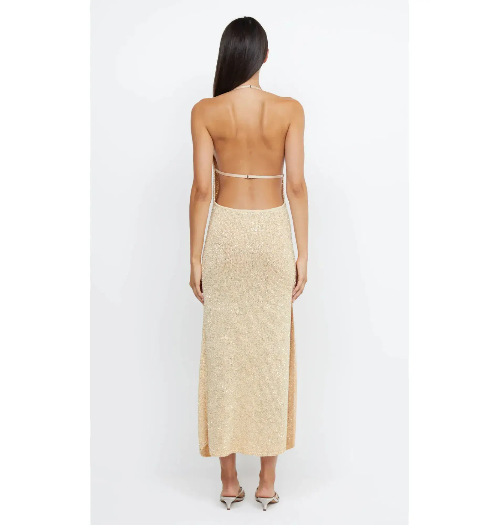 Bec and Bridge Sadie Split Midi Dress in Gold Size AU 8 - Image 3