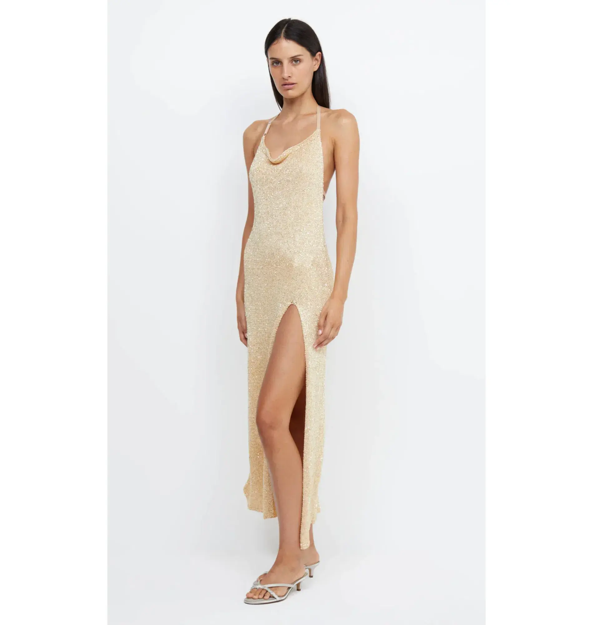 Bec and Bridge Sadie Split Midi Dress in Gold Size AU 8 - Image 2