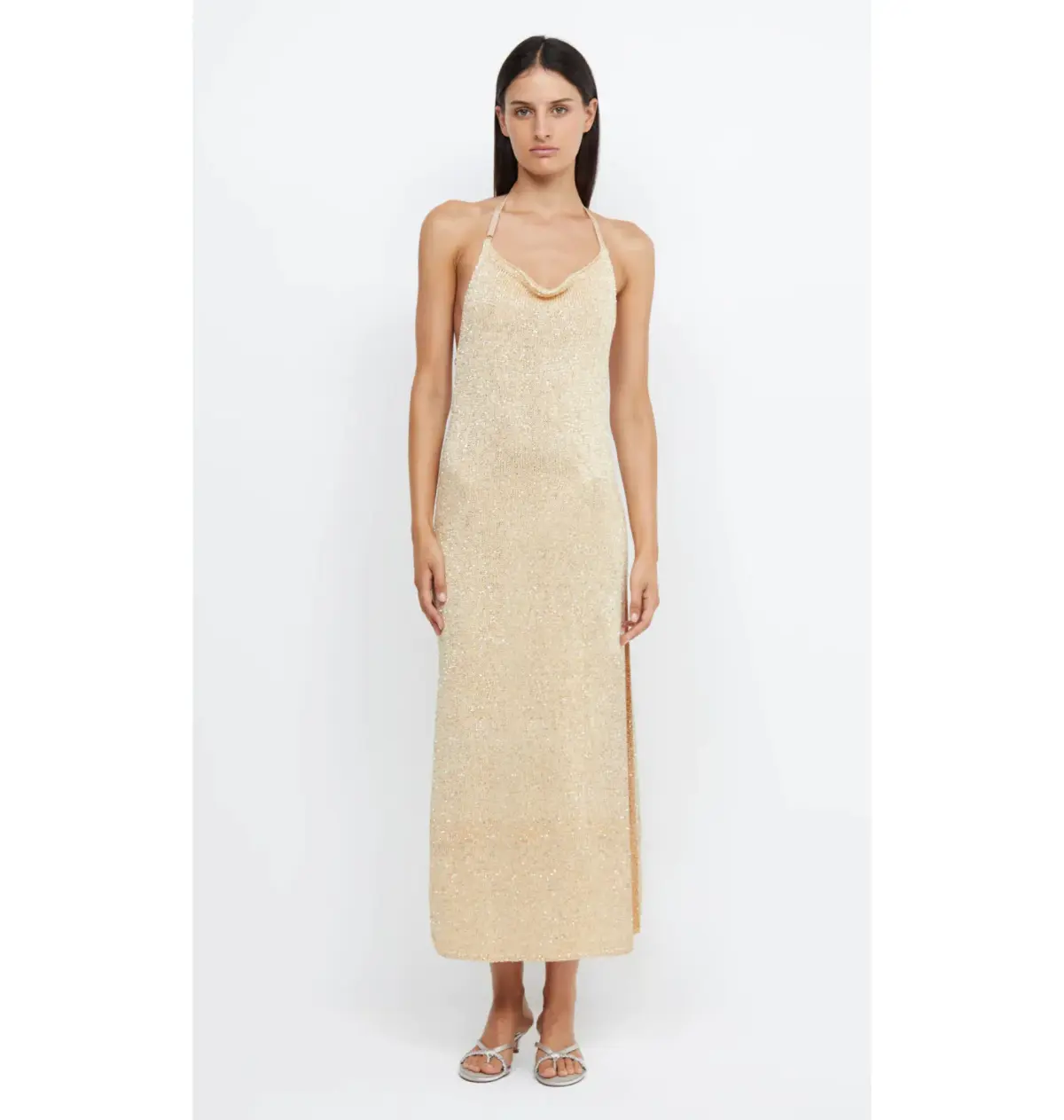 Bec and Bridge Sadie Split Midi Dress in Gold Size AU 8 - Image 1