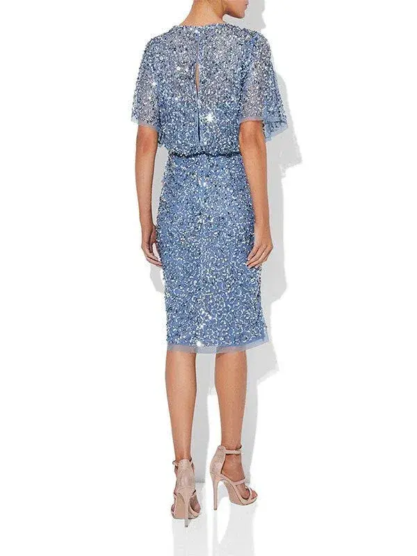 Montique Alinda Hand Beaded Dress Sky Blue Size AU 8 - Image 3