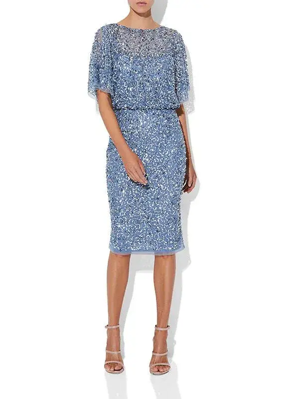 Montique Alinda Hand Beaded Dress Sky Blue Size AU 8 - Image 2