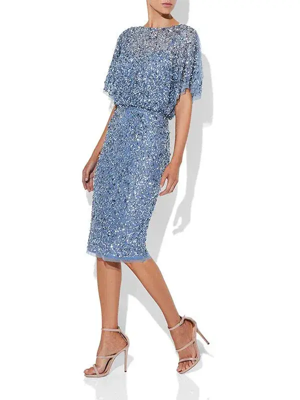 Montique Alinda Hand Beaded Dress Sky Blue Size AU 8 - Image 4