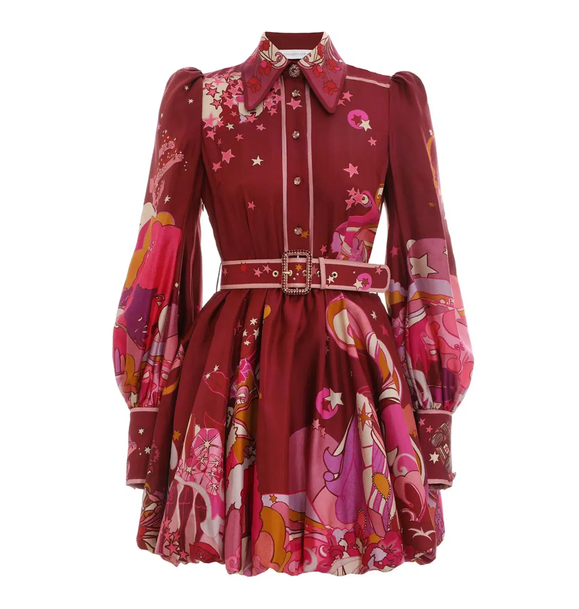Zimmermann Concert Bubble Shirt Dress in Plum Collage Size 2 / AU 12 - Image 4