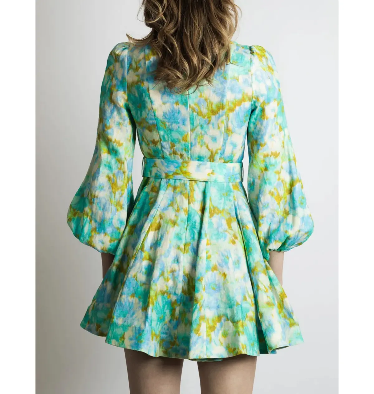 Zimmermann High Tide Mini Dress Aqua Ikat Floral Size 3 / AU 14  - Image 3