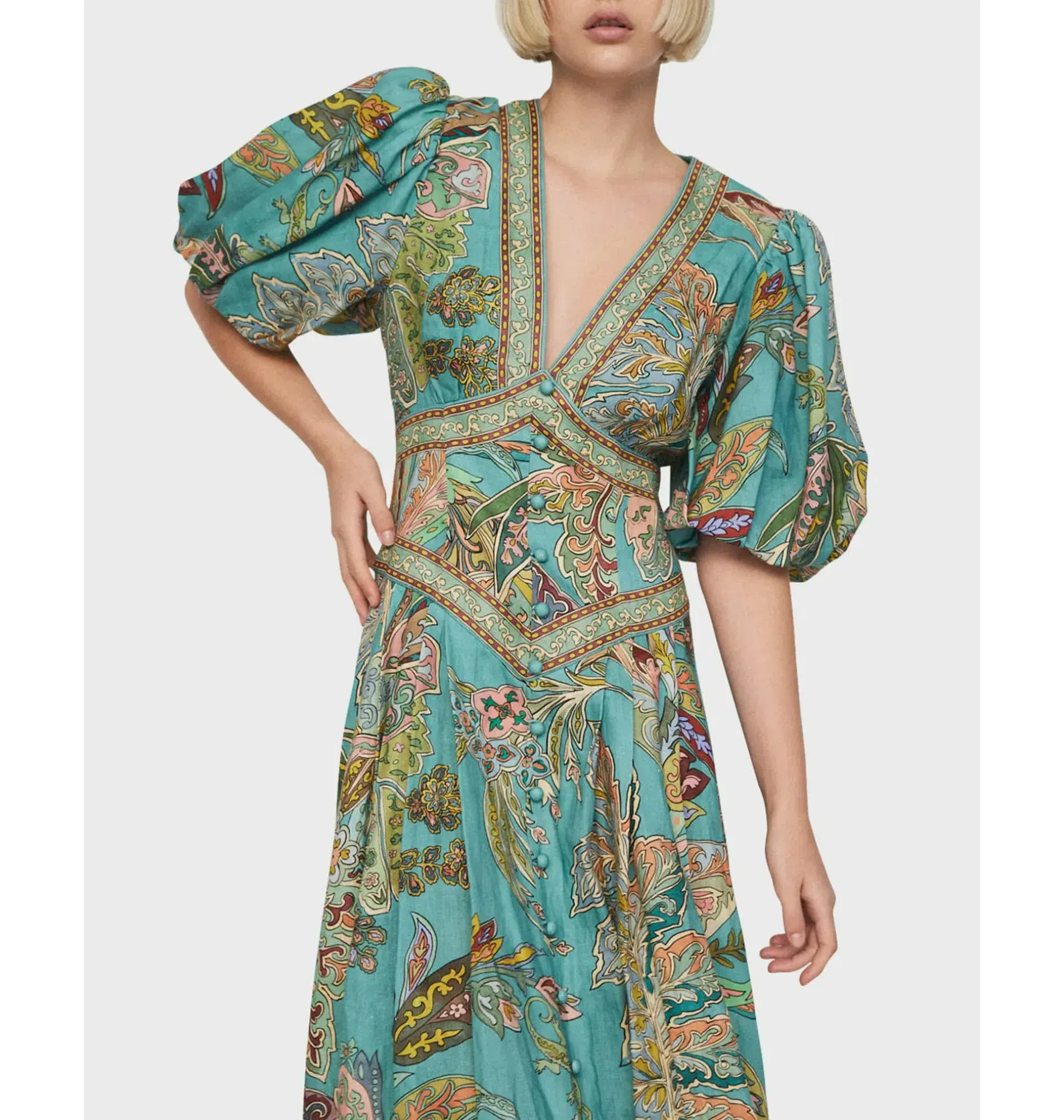 Alemais Franca Midi Dress Green Size AU 10  - Image 5