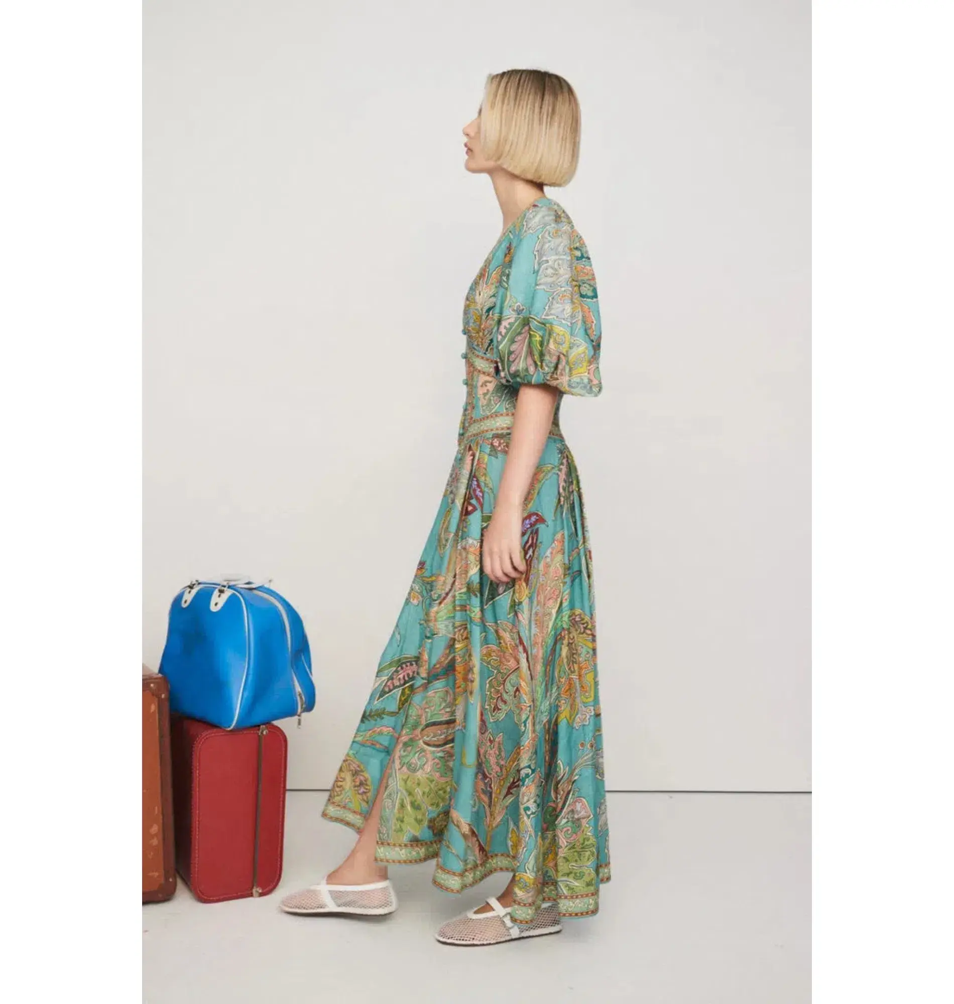 Alemais Franca Midi Dress Green Size AU 10  - Image 3