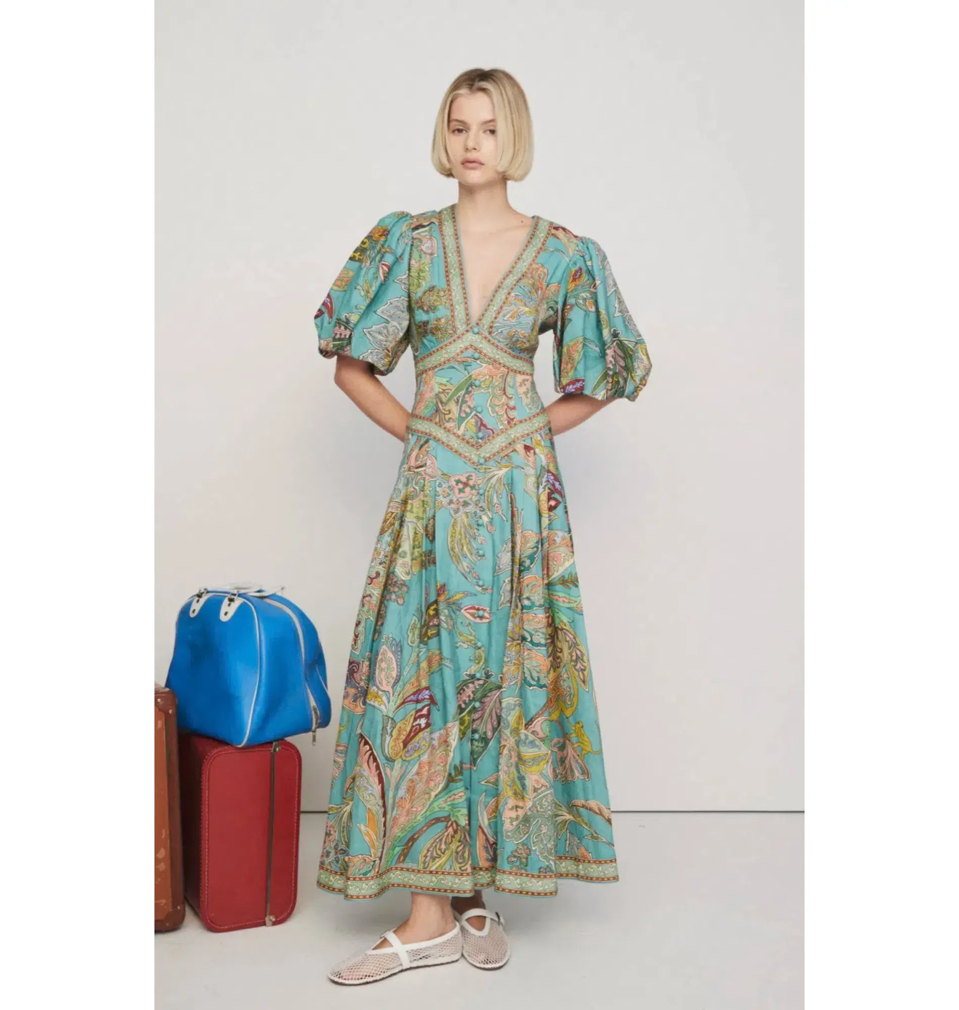 Alemais Franca Midi Dress Green Size AU 10  - Image 1