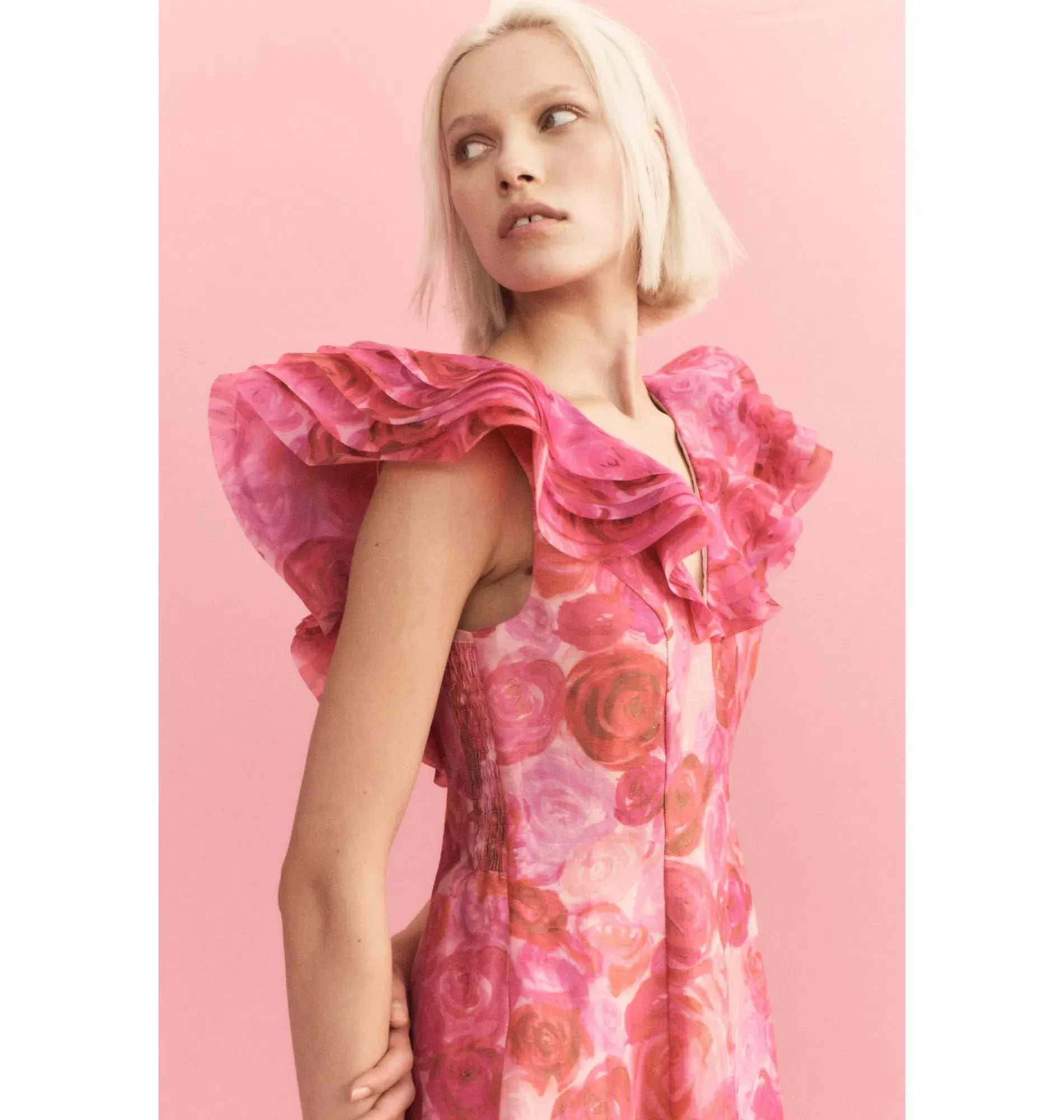 Aje Enchanted Plunge Midi Dress Misty Rose Size AU 10 - Image 5