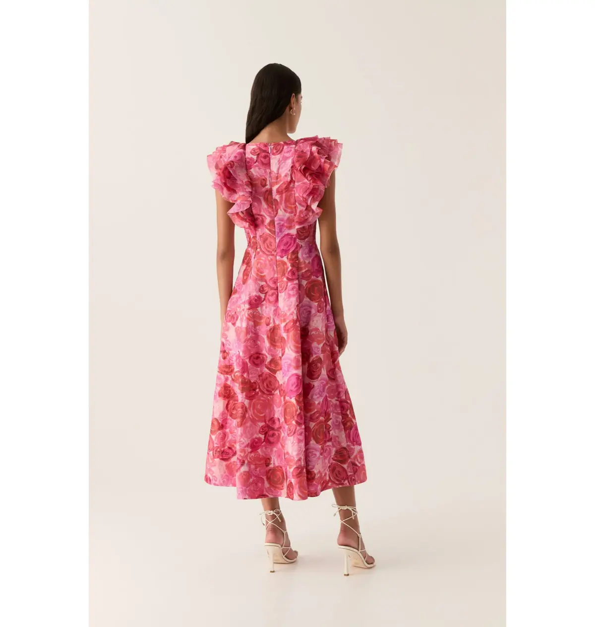 Aje Enchanted Plunge Midi Dress Misty Rose Size AU 10 - Image 3