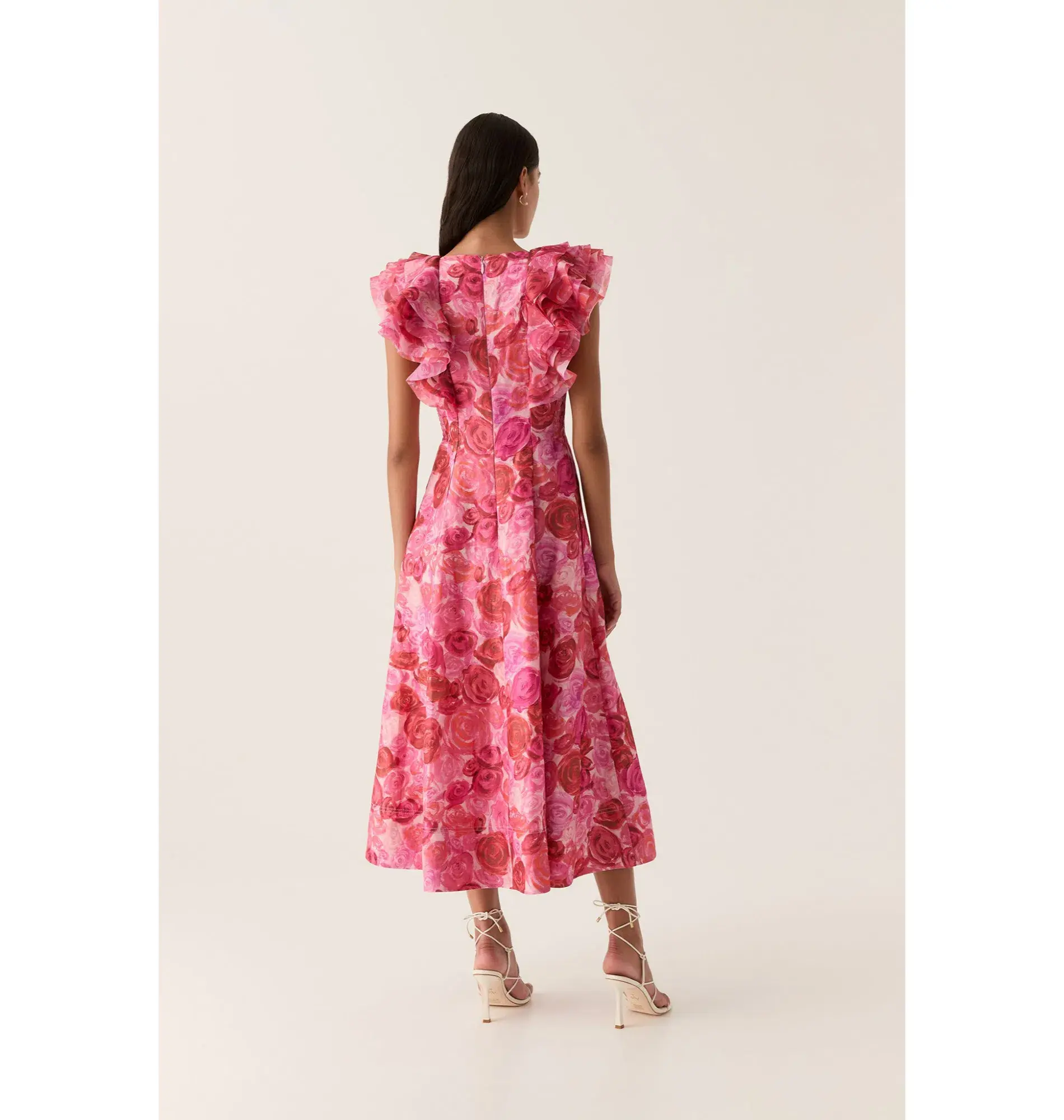Aje Enchanted Plunge Midi Dress Misty Rose Size AU 10 - Image 3