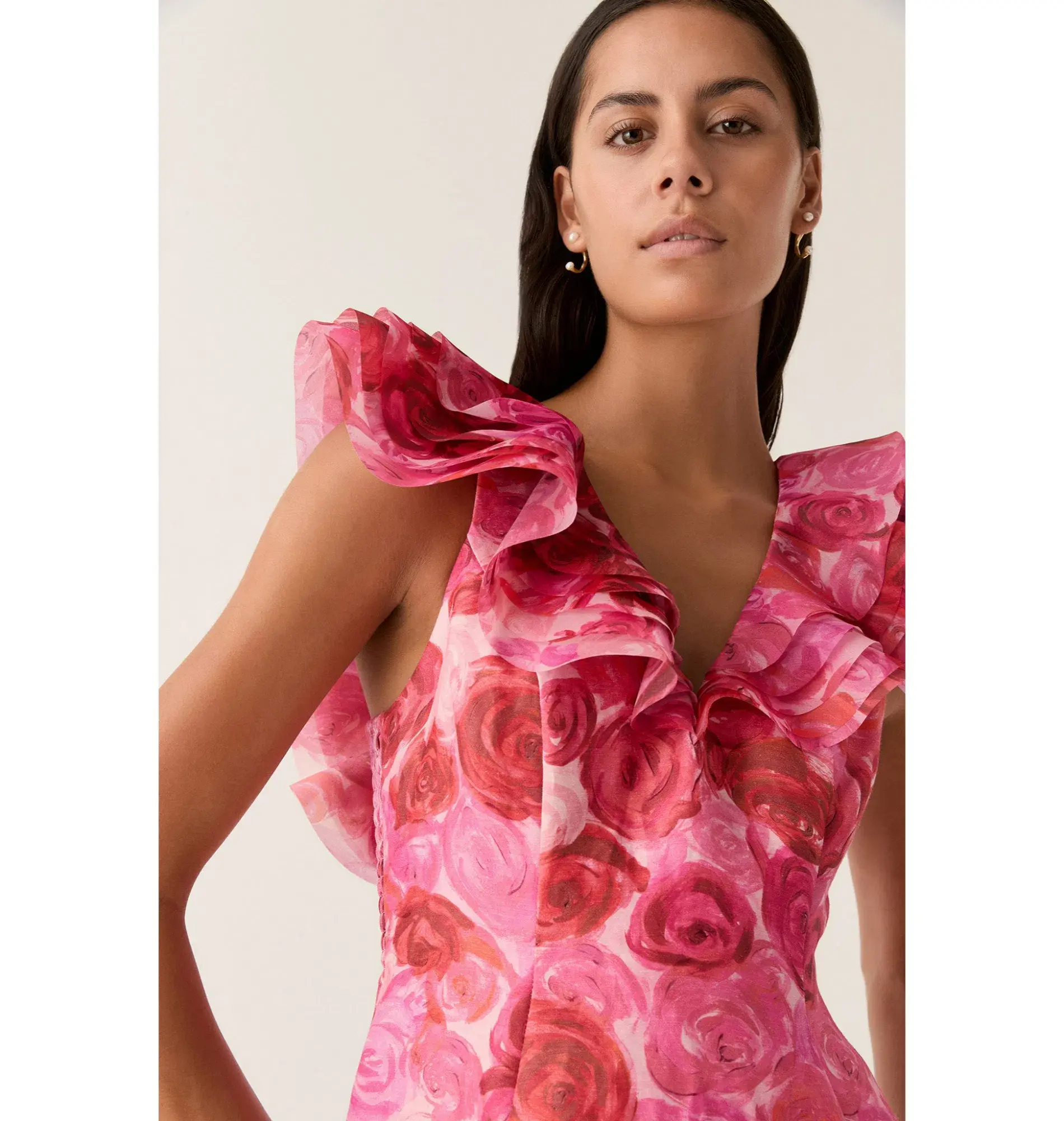 Aje Enchanted Plunge Midi Dress Misty Rose Size AU 10 - Image 2