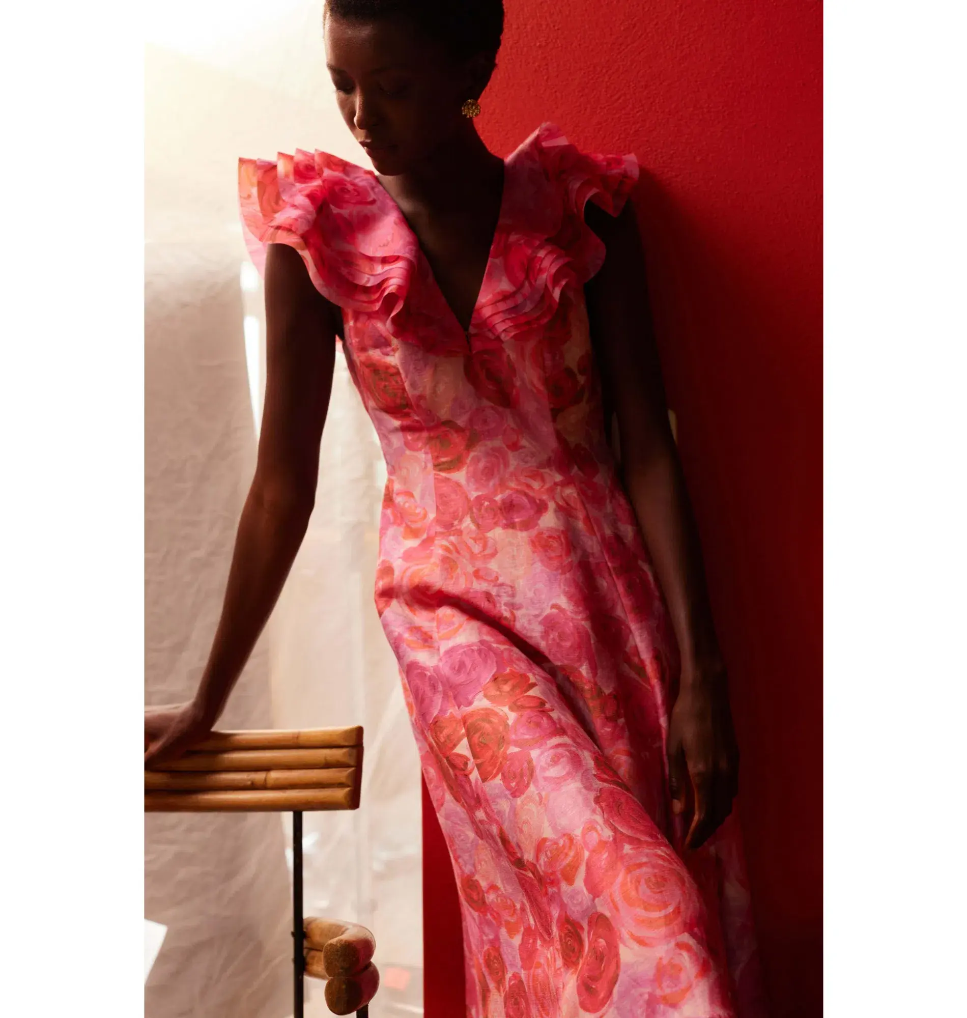 Aje Enchanted Plunge Midi Dress Misty Rose Size AU 10 - Image 6