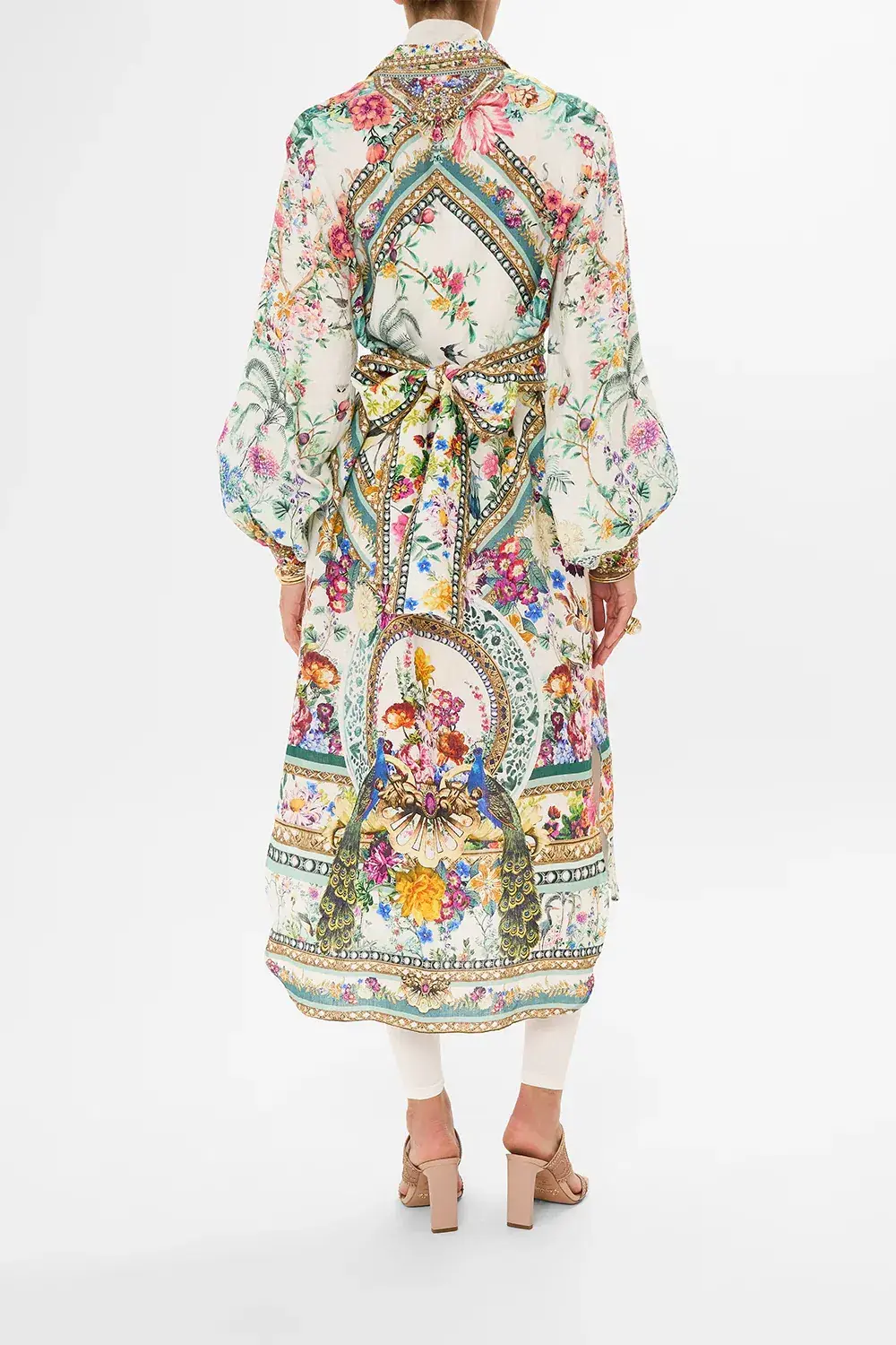 Camilla High Low Midi Linen Shirt Dress Plumes and Parterres Size AU 14 - Image 6