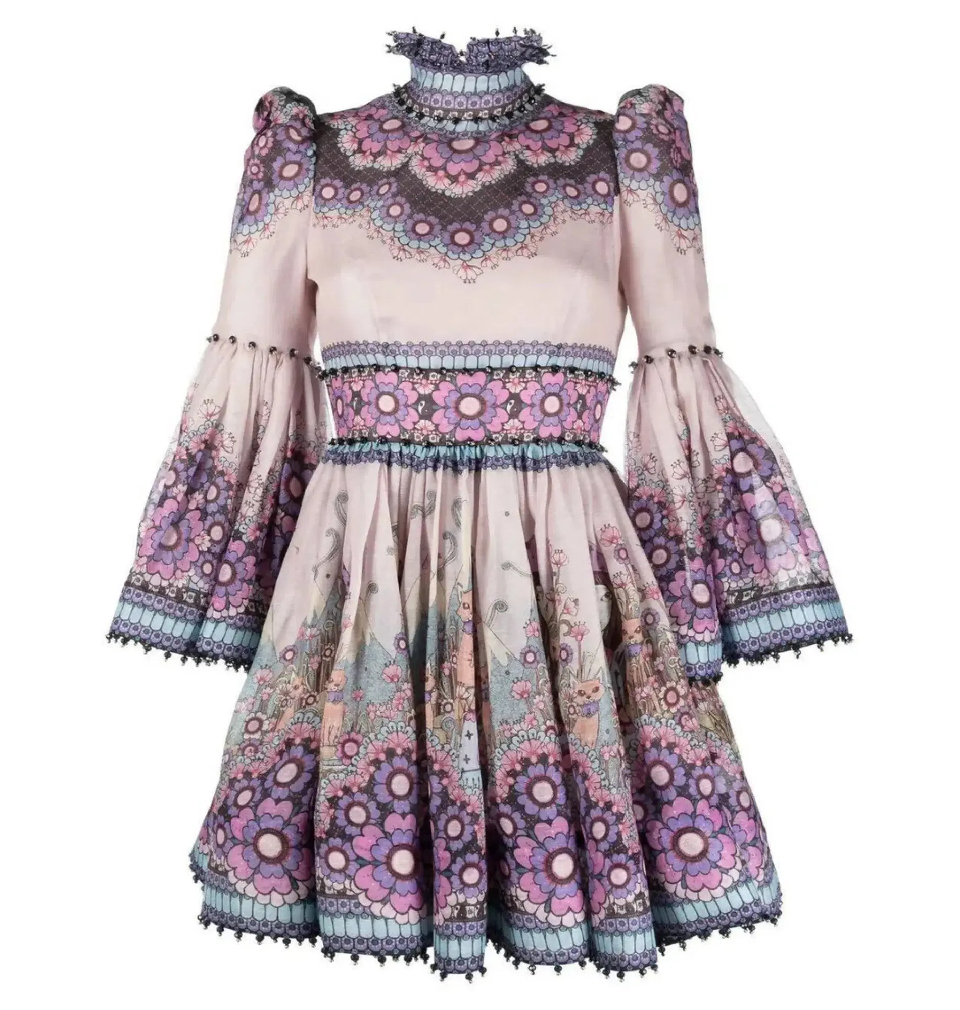Zimmermann Celestial Bell Sleeve Mini Dress Gemini Zodiac Print Size 3 / AU 14 - Image 6
