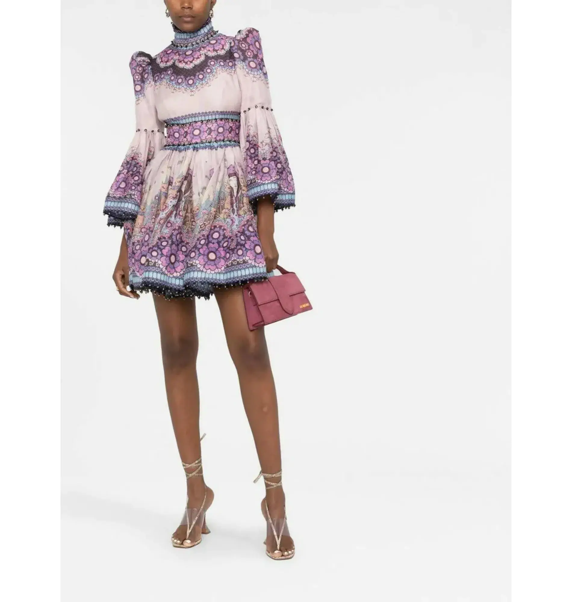 Zimmermann Celestial Bell Sleeve Mini Dress Gemini Zodiac Print Size 3 / AU 14 - Image 1