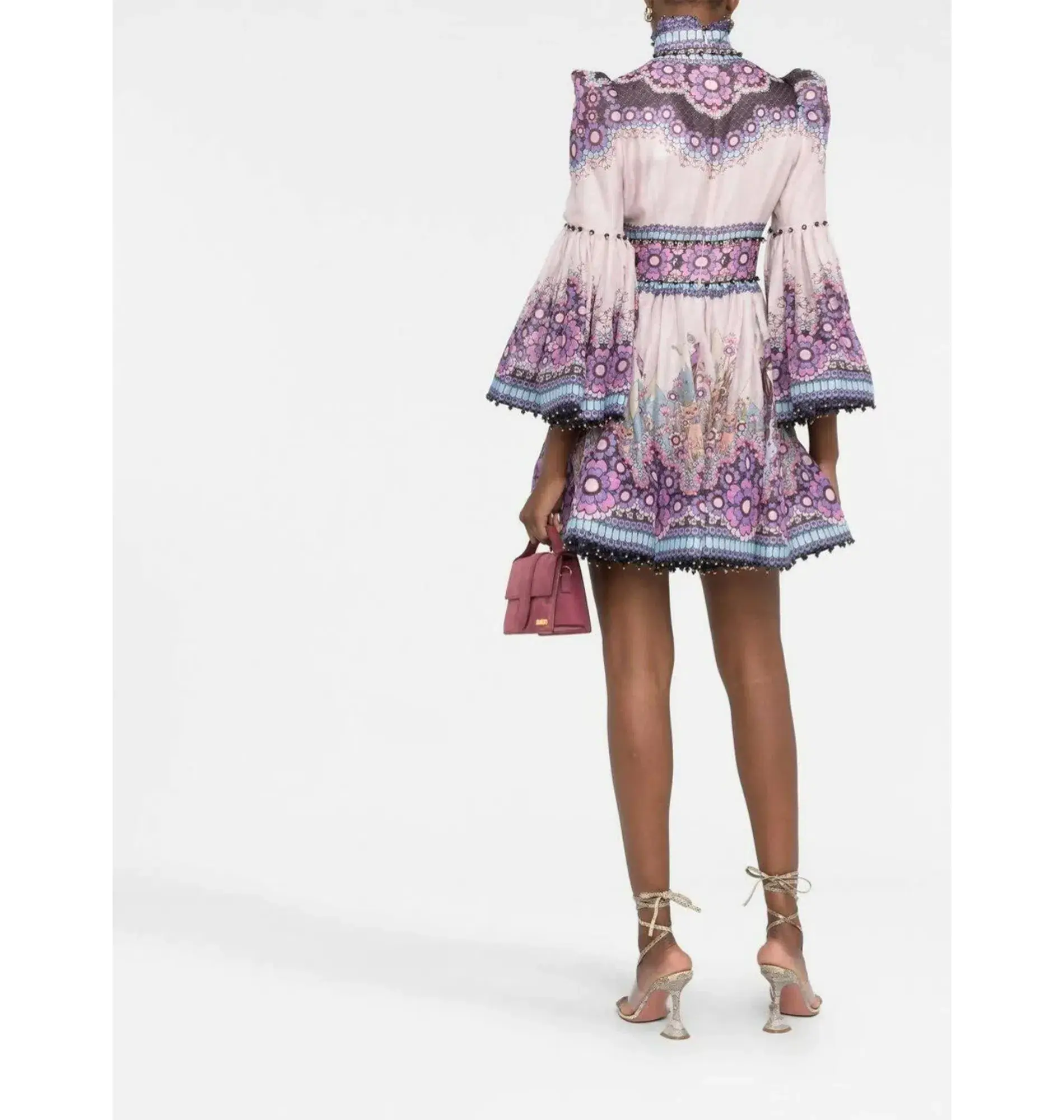 Zimmermann Celestial Bell Sleeve Mini Dress Gemini Zodiac Print Size 3 / AU 14 - Image 5