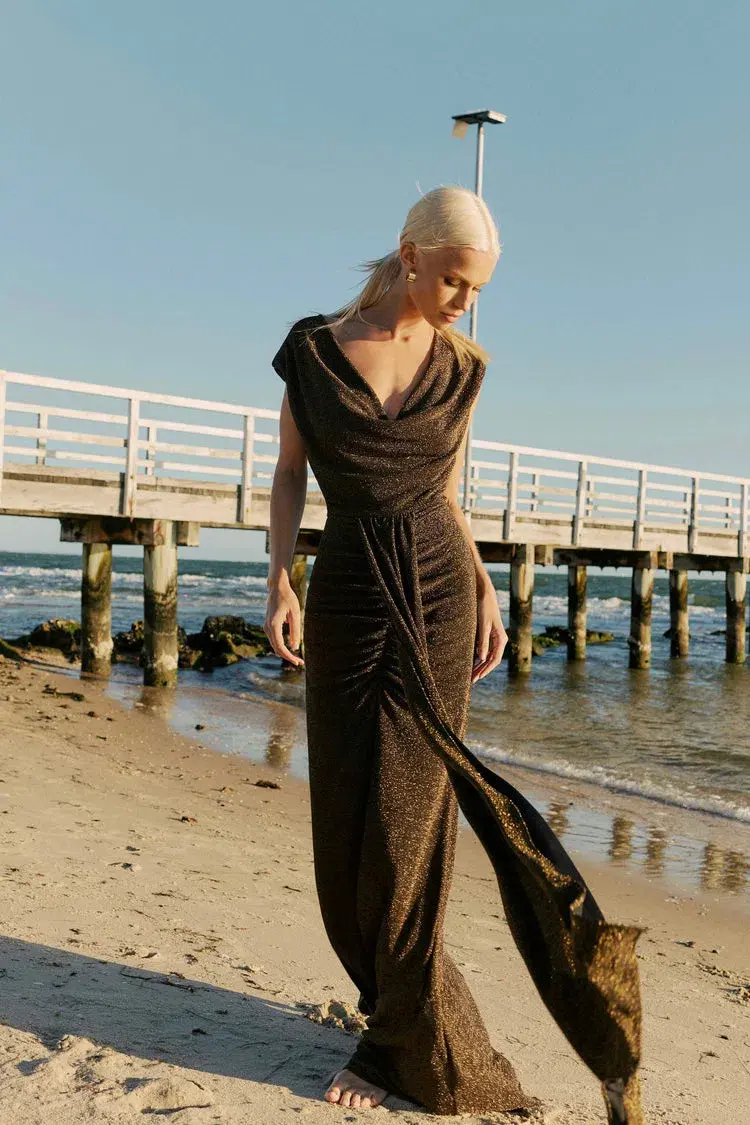 Elliatt The Nalani Maxi Dress Black/Gold Size 16 - Image 1
