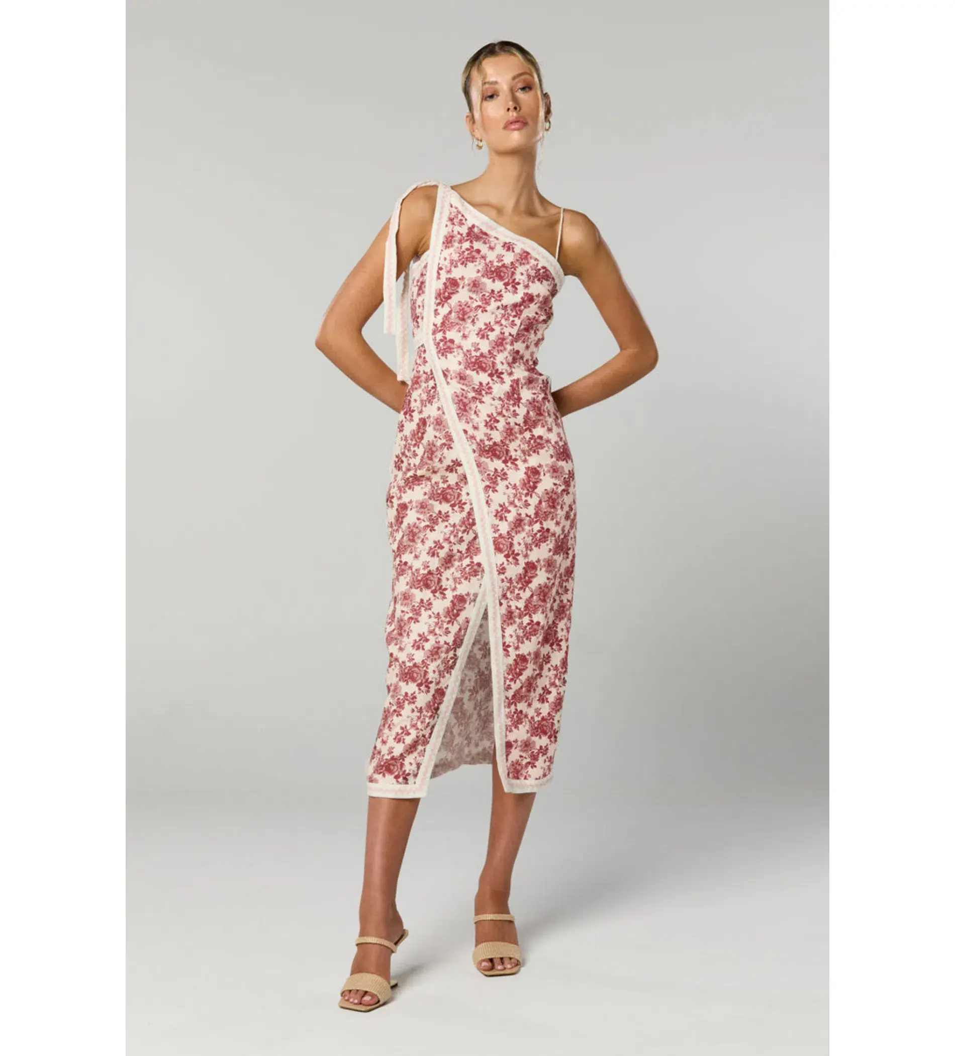 Winona  Cherri Asymmetrical Midi Dress Floral Size 14 - Image 1