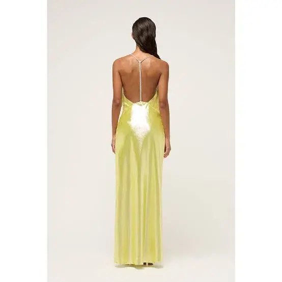 Michael Lo Sordo Nicole Drape Crystalline Dress Yellow Size 8  - Image 2