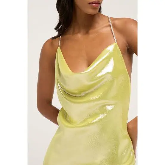 Michael Lo Sordo Nicole Drape Crystalline Dress Yellow Size 8  - Image 3