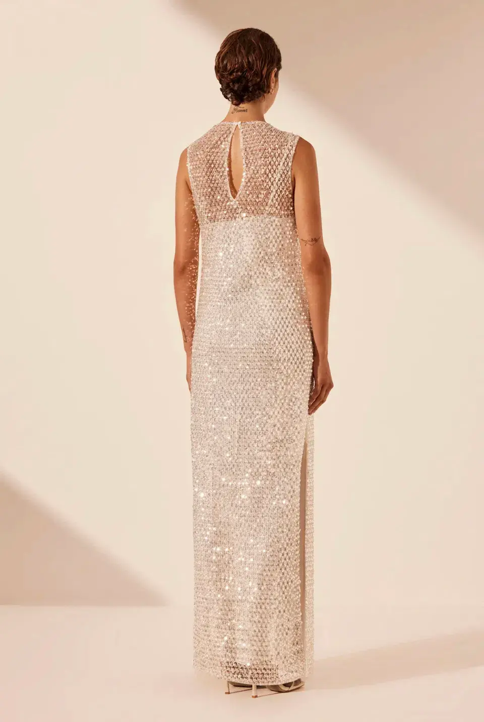Shona Joy Asteri High Neck Maxi Dress Silver Size 12 - Image 4
