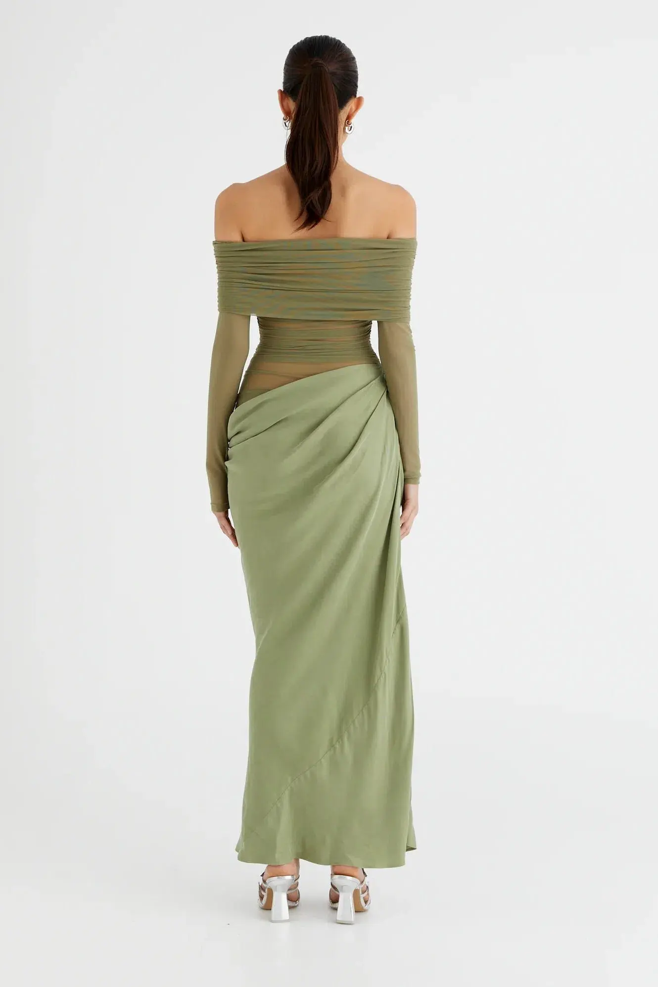 Benni Yasmin off Shoulder Dress in Pistachio Size 8 - Image 3