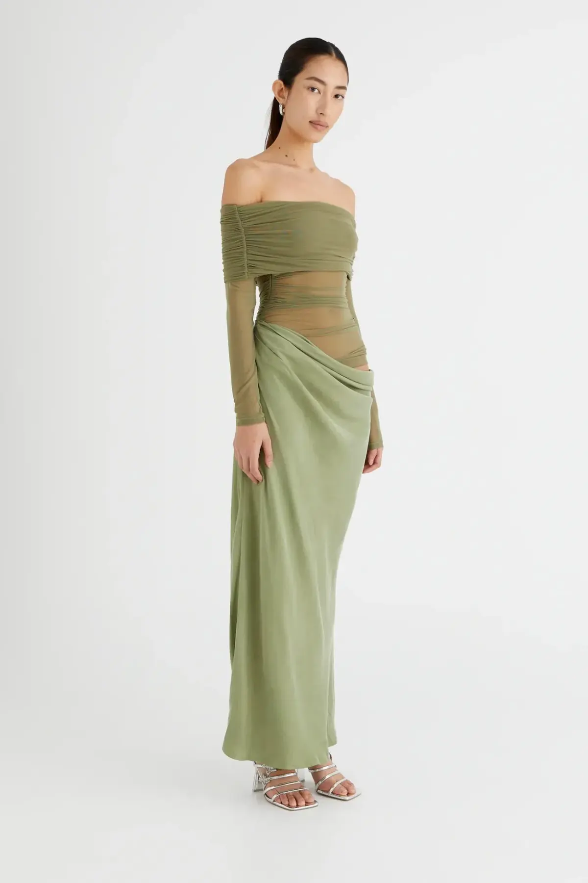 Benni Yasmin off Shoulder Dress in Pistachio Size 8 - Image 2