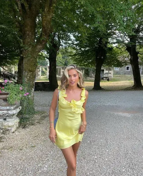 House of CB Tink Satin Ruffle Mini Dress Buttercup Size 8 - Image 2