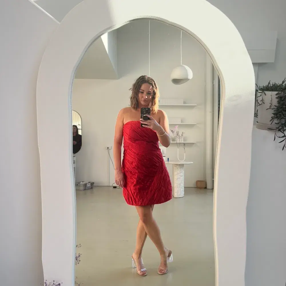 Aje Anima Ruched Mini Dress Red Size 8 for rent on The Volte - main image