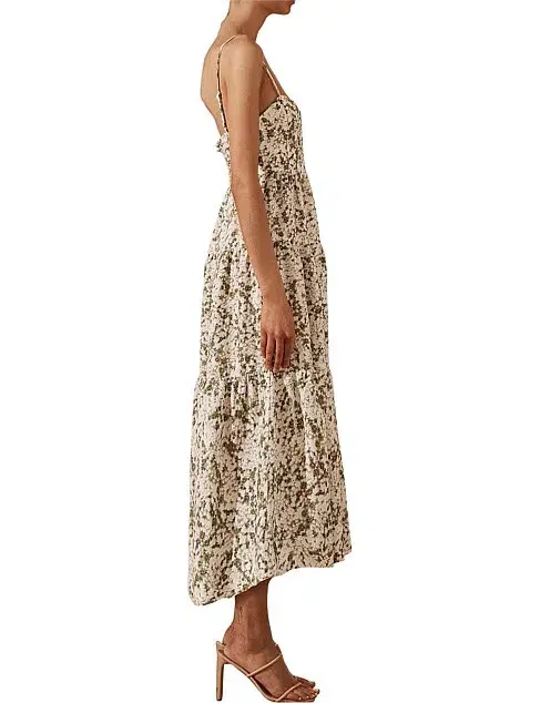 SHONA JOY SUZETTE TIERED MIDI LINEN DRESS  - Image 4