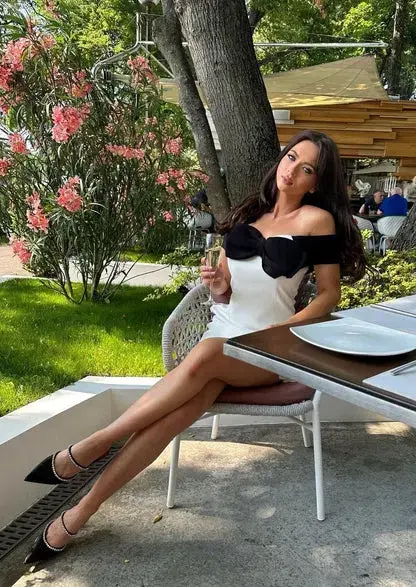 Yojani Boutique Margot Mini Dress Black and White Size M/ AU 8 for rent on The Volte - main image