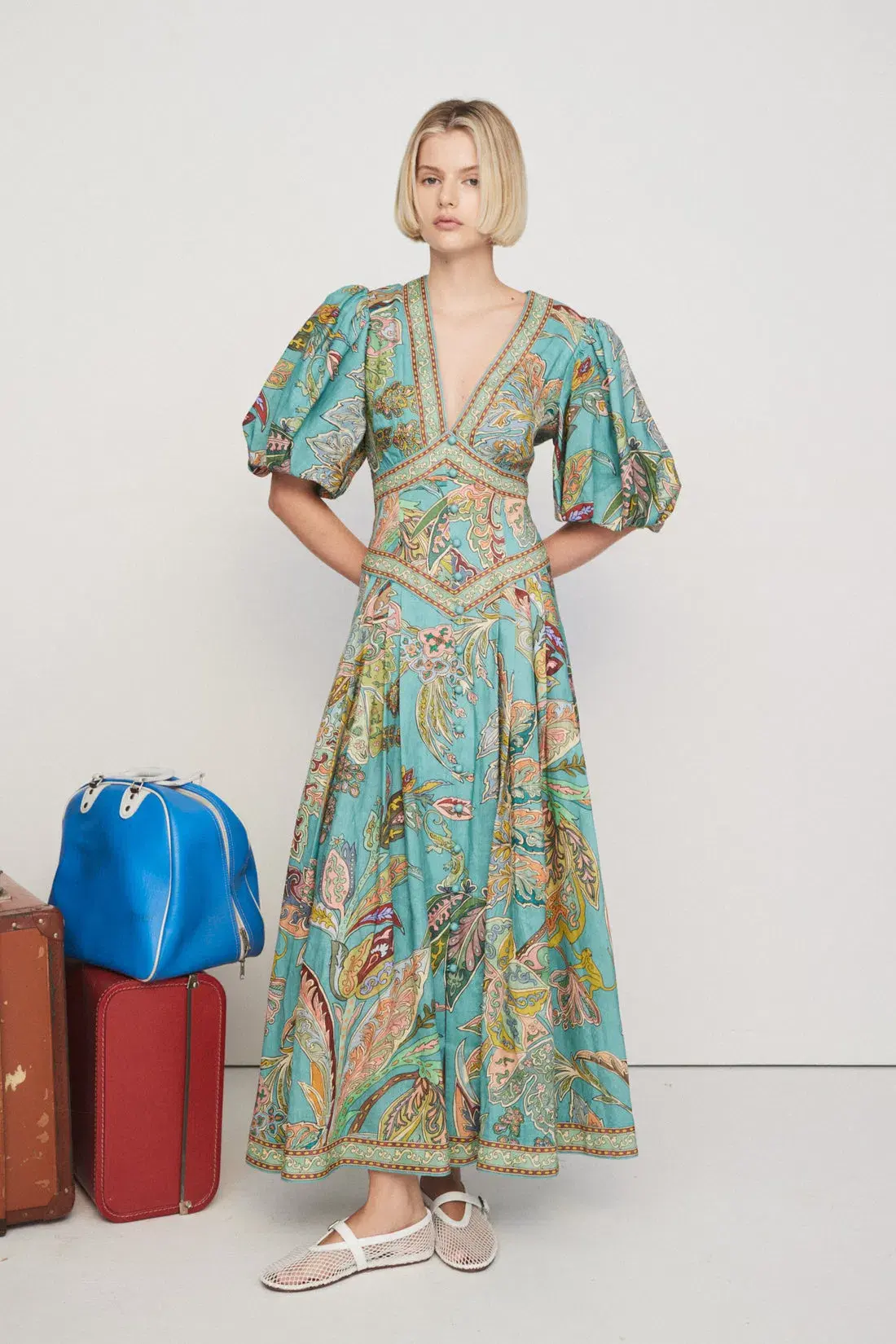 Alemais Franca Midi Dress Print Size AU 10  - Image 1