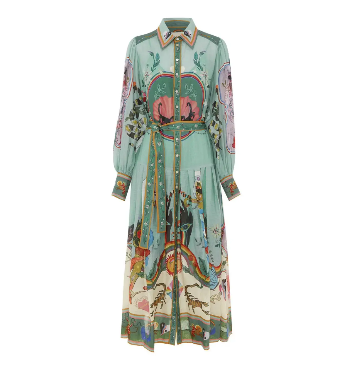 Alemais Evergreen Shirtdress Green Print Size AU 6 - Image 4