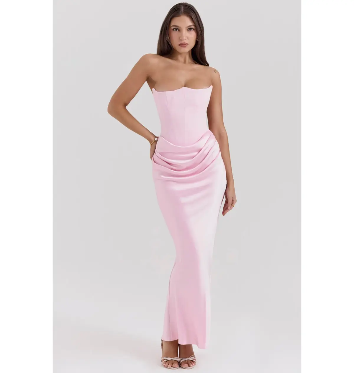 House of CB Persephone Strapless Corset Maxi Dress in Rose Shadow Size Small / AU 8 - Image 2