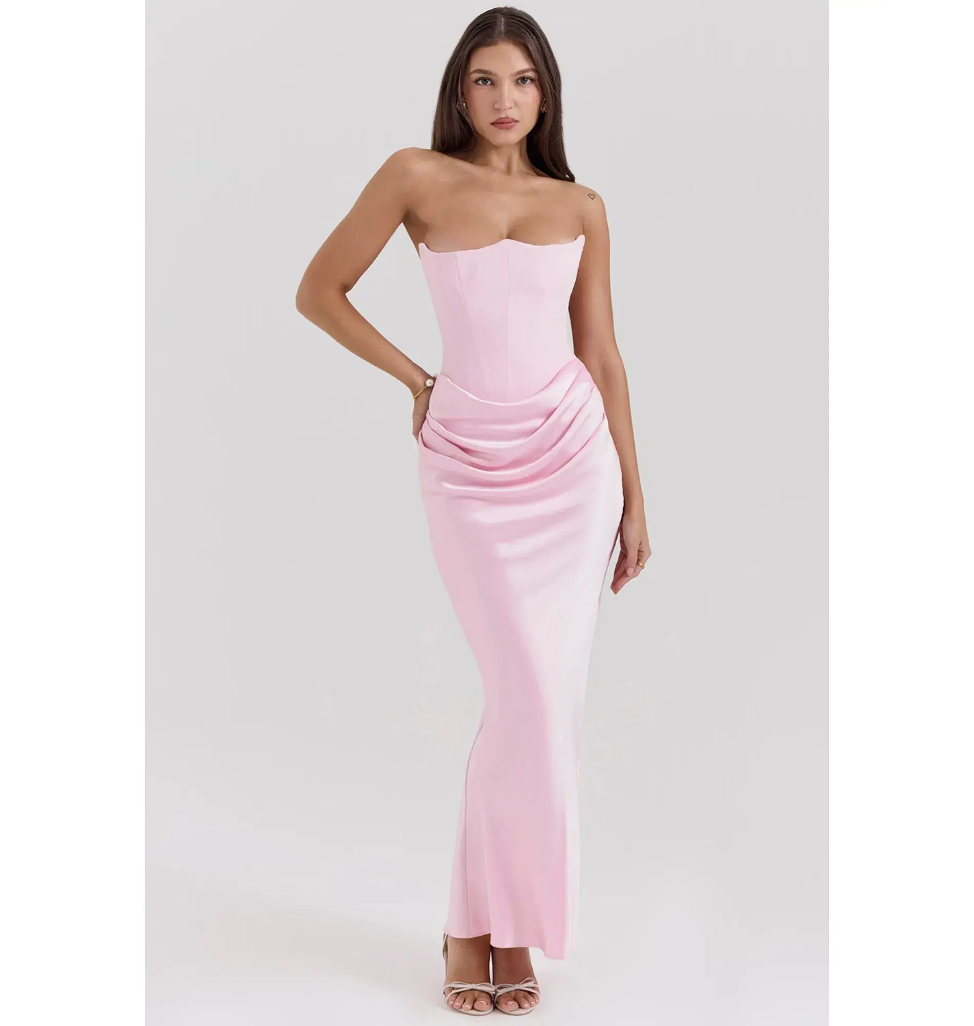 House of CB Persephone Strapless Corset Maxi Dress in Rose Shadow Size Small / AU 8 - Image 2